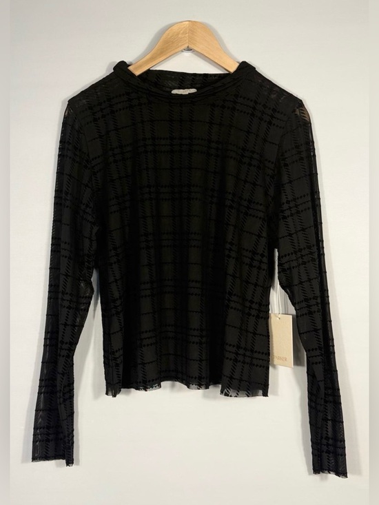 Parker Tops - NEW Parker Women's XL Mock Neck Long Sleeve Plaid Mesh Top